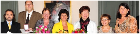 Von links nach rechts: Dr. Ulrich Großrubatscher, Wolfgang Equiluz, Maria Bierbaumer, Senta Fischer, Marianne Sattmann, KV-Vorstand Dr. Elisa Marian-Zurmann und LHF Mag. Gabi Burgstaller, (Foto: Franz Neumayr)