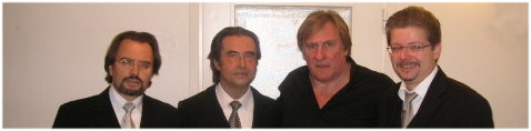 Salzburger Festspiele 2007: LELIO. V.L.N.R.: Geschäftsführer Dr. Ulrich Großrubatscher, Maestro Riccardo Muti, Gerard Depardieu und Vorstand Michael Knapp. Foto: Equiluz.